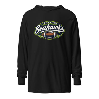Performance | Hooded Long Sleeve T Shirt | Toms River Seahawks | Football Emblem Logo