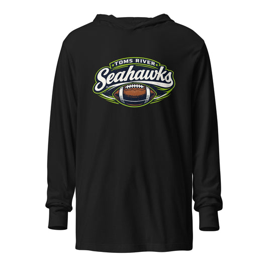 Performance | Hooded Long Sleeve T Shirt | Toms River Seahawks | Football Emblem Logo