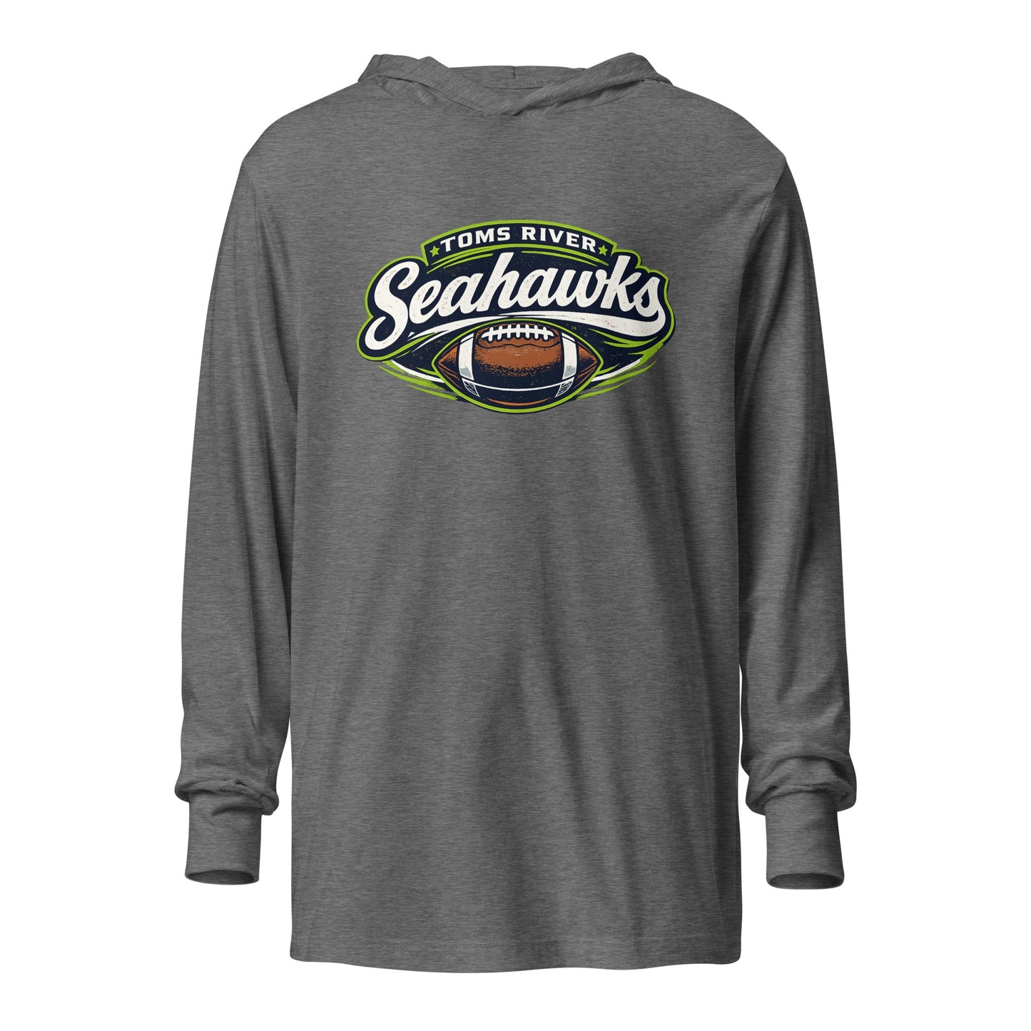 Performance | Hooded Long Sleeve T Shirt | Toms River Seahawks | Football Emblem Logo