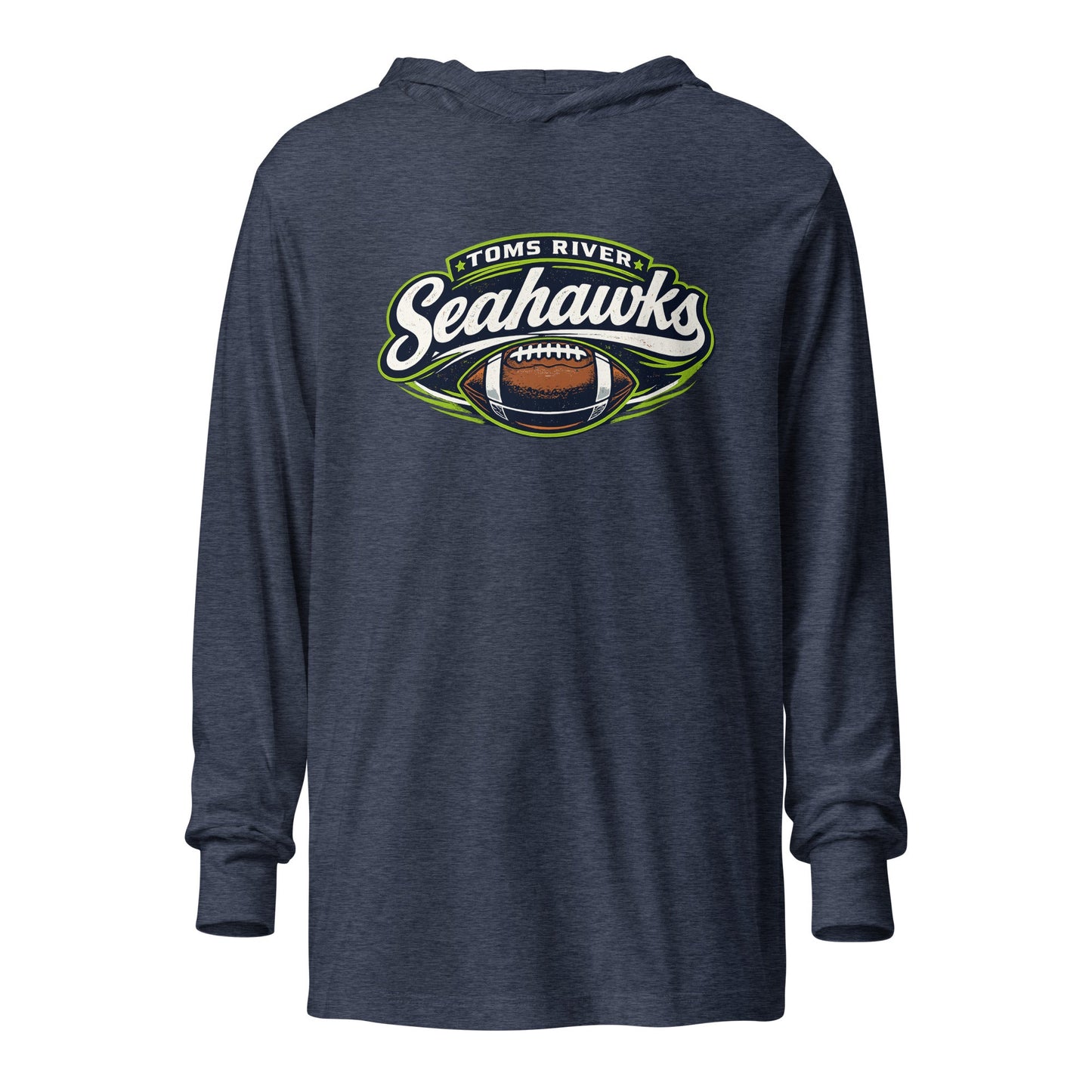 Performance | Hooded Long Sleeve T Shirt | Toms River Seahawks | Football Emblem Logo