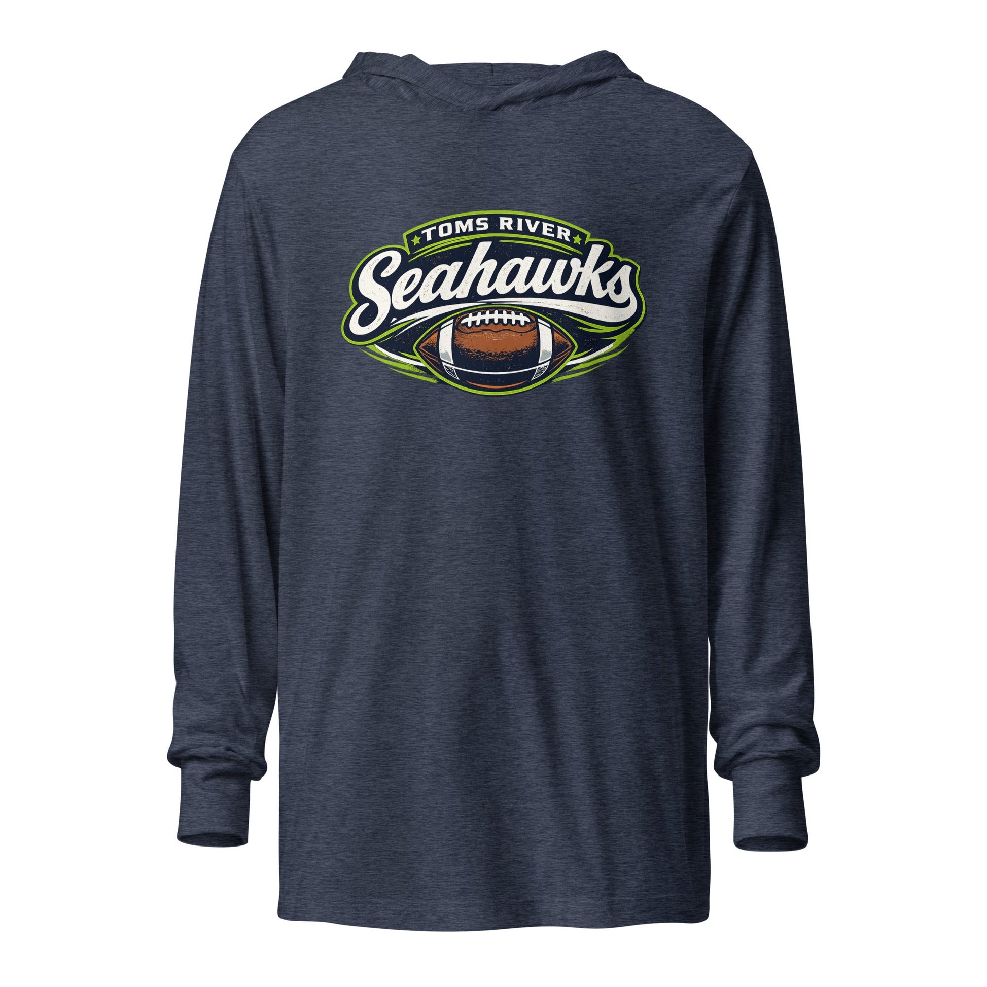 Performance | Hooded Long Sleeve T Shirt | Toms River Seahawks | Football Emblem Logo