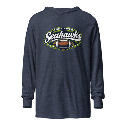 Performance | Hooded Long Sleeve T Shirt | Toms River Seahawks | Football Emblem Logo