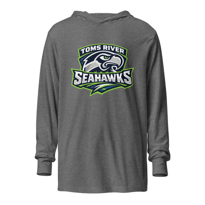 Performance | Hooded Long Sleeve T Shirt | Toms River Seahawks | Mascot Script Logo