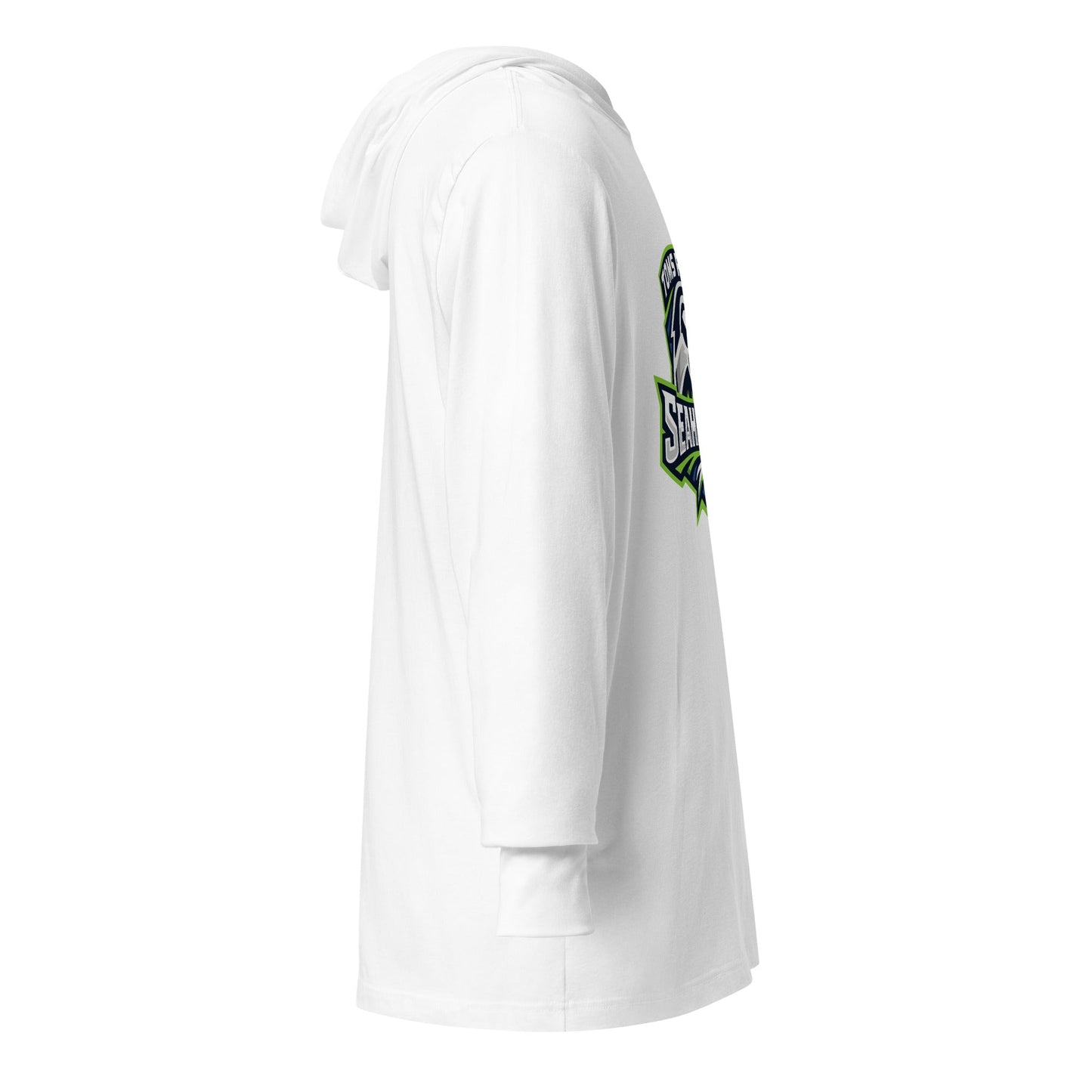 Performance | Hooded Long Sleeve T Shirt | Toms River Seahawks | Mascot Script Logo