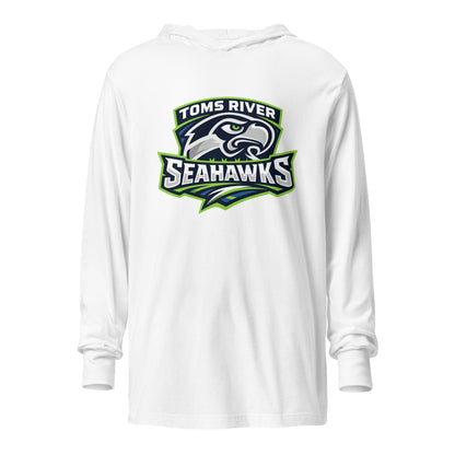 Performance | Hooded Long Sleeve T Shirt | Toms River Seahawks | Mascot Script Logo