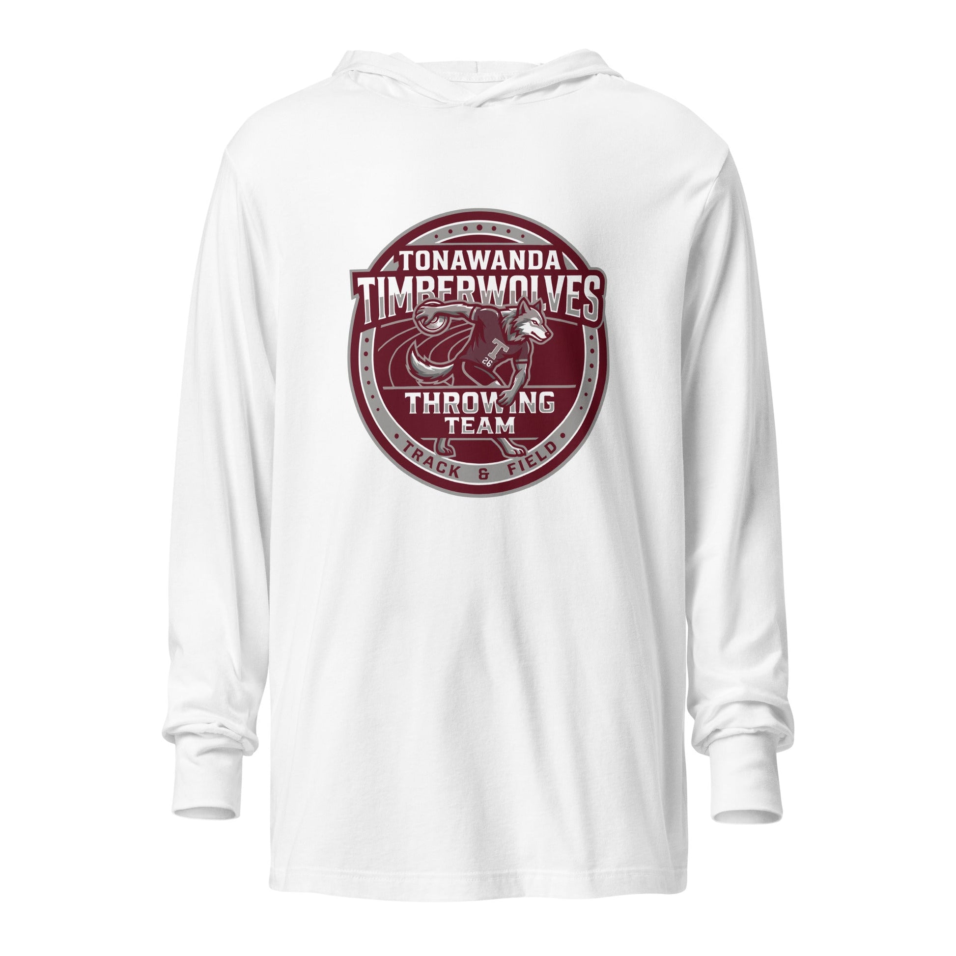 Performance | Hooded Long Sleeve T Shirt | Tonawanda High School Track and Field | Throwing Team Logo