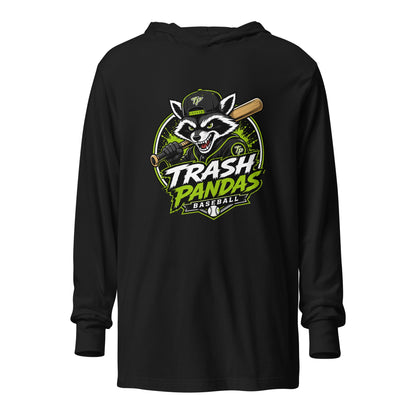 Performance | Hooded Long Sleeve T Shirt | Trash Pandas Baseball Organization | Mascot Logo