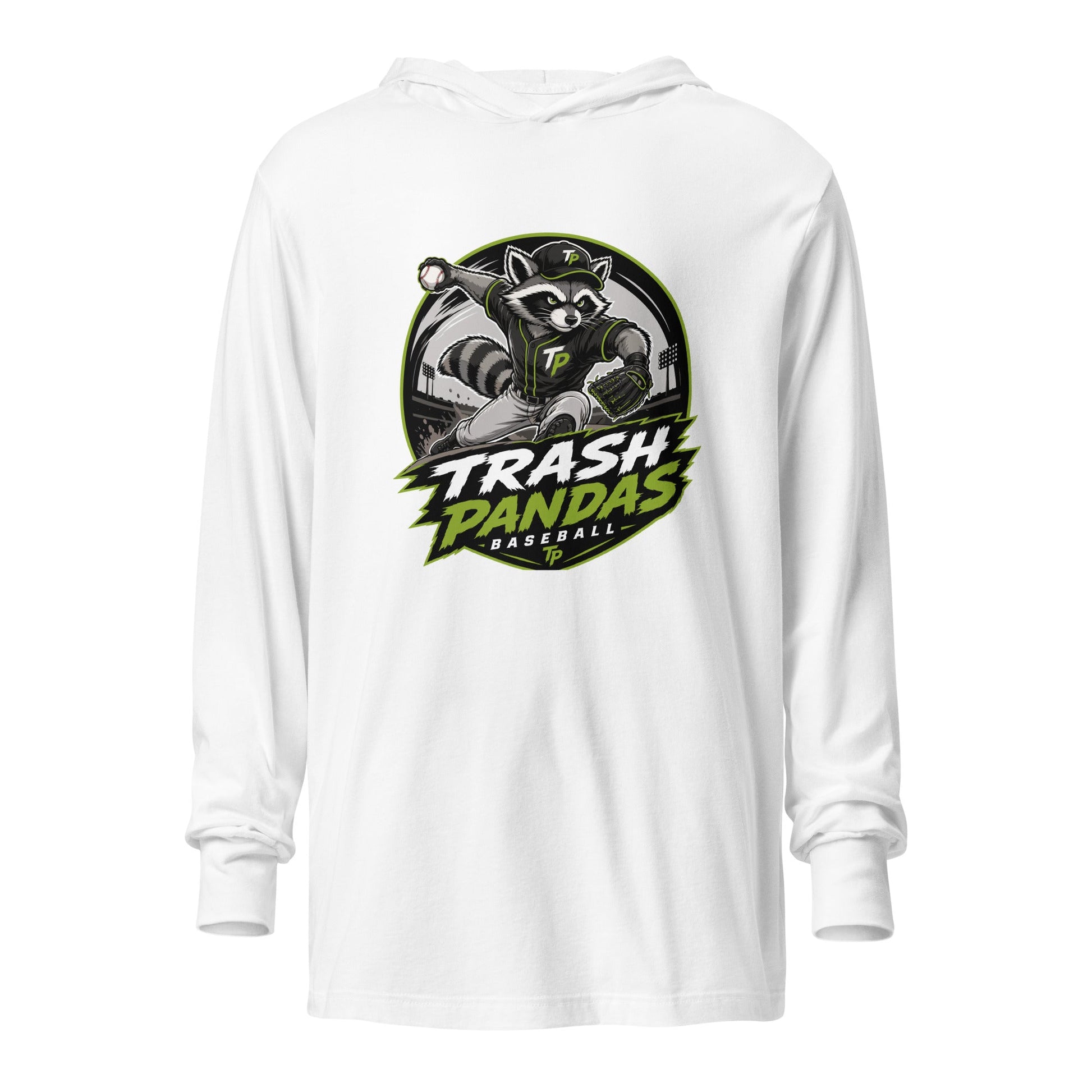 Performance | Hooded Long Sleeve T Shirt | Trash Pandas Baseball Organization | Vanguard Logo