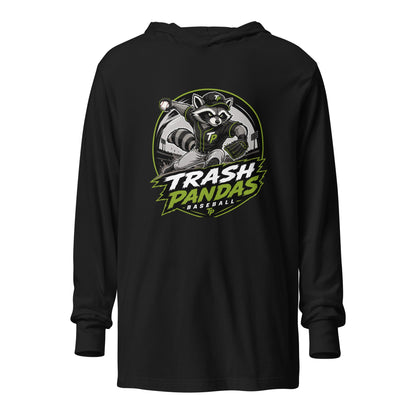 Performance | Hooded Long Sleeve T Shirt | Trash Pandas Baseball Organization | Vanguard Logo