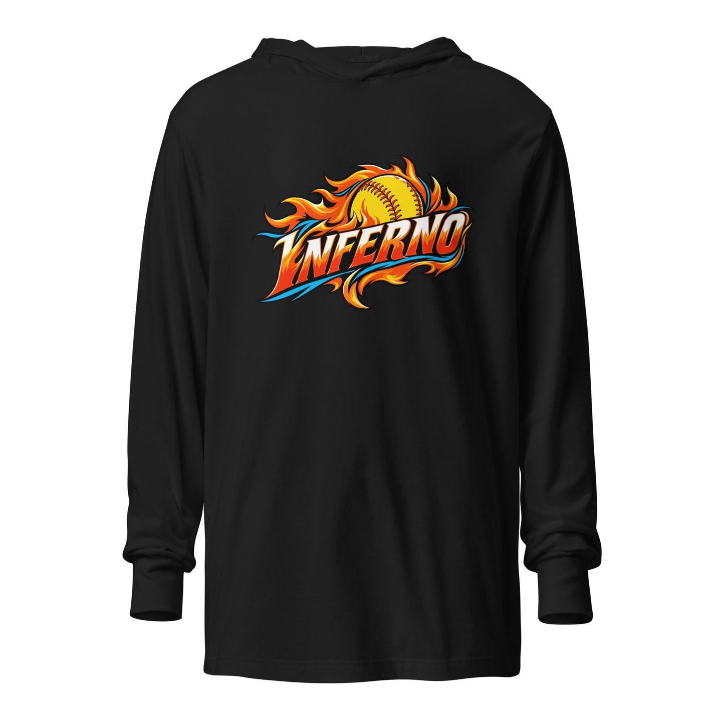 Performance | Hooded Long Sleeve T Shirt | Treasure Coast Inferno | Crest Logo