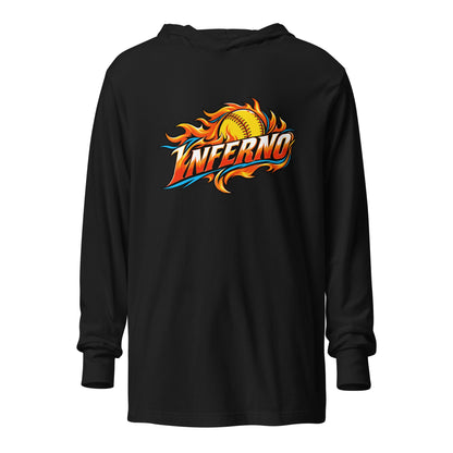 Performance | Hooded Long Sleeve T Shirt | Treasure Coast Inferno | Crest Logo