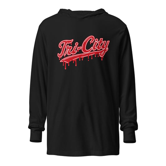 Performance | Hooded Long Sleeve T Shirt | Tri - City Baseball | Mark Logo