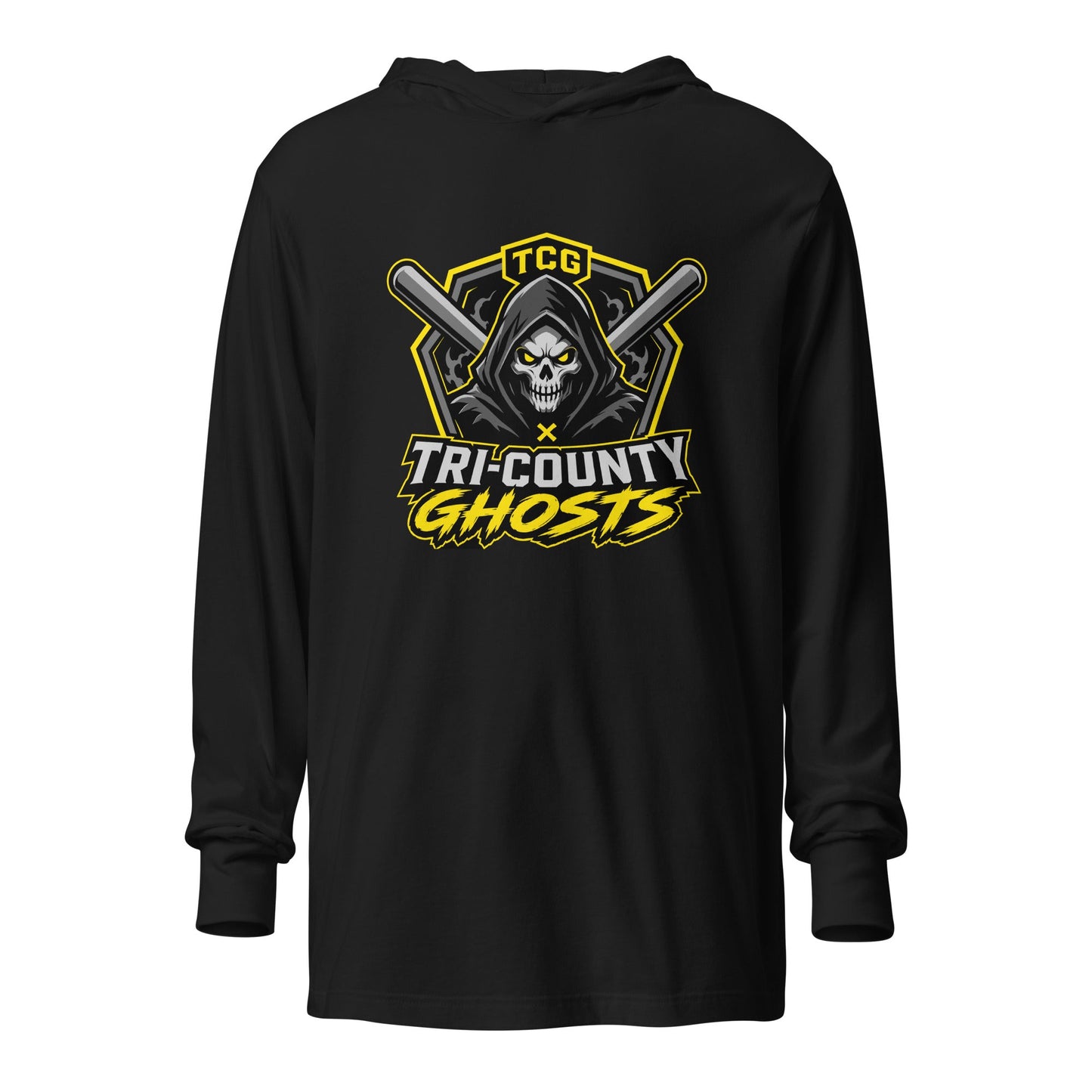 Performance | Hooded Long Sleeve T Shirt | Tri-County Ghosts | Vanguard Ghosts Logo