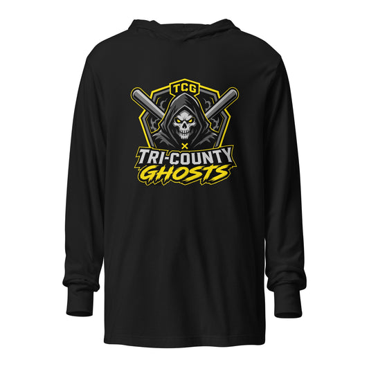 Performance | Hooded Long Sleeve T Shirt | Tri-County Ghosts | Vanguard Ghosts Logo