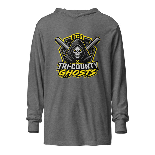 Performance | Hooded Long Sleeve T Shirt | Tri-County Ghosts | Vanguard Ghosts Logo