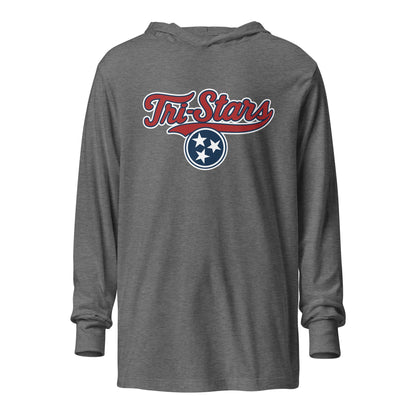 Performance | Hooded Long Sleeve T Shirt | Tri - Stars | 3 Stars Logo