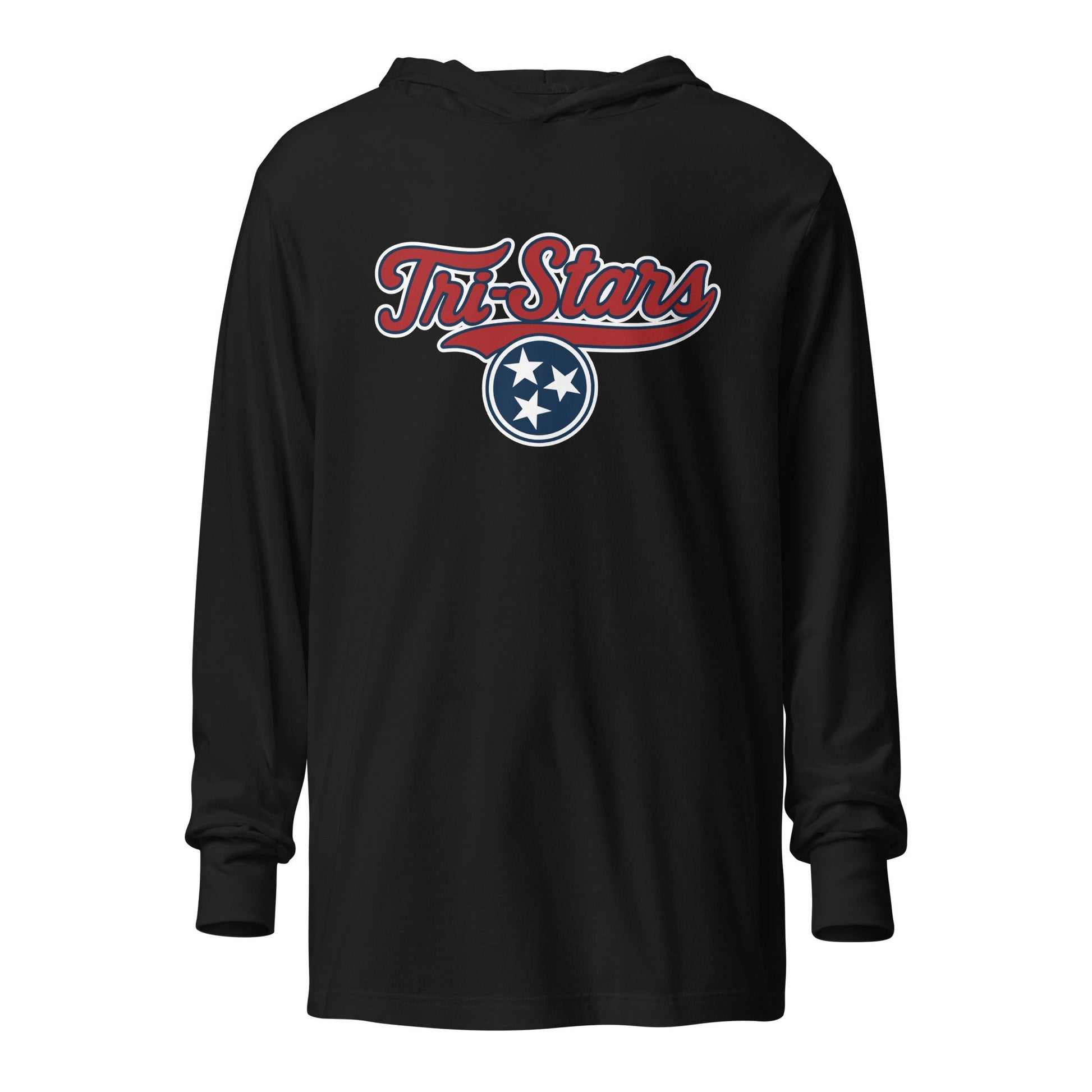 Performance | Hooded Long Sleeve T Shirt | Tri - Stars | 3 Stars Logo