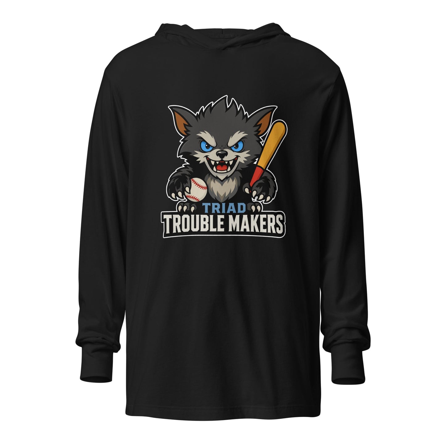 Performance | Hooded Long Sleeve T Shirt | Triad Troublemakers | Mascot Logo