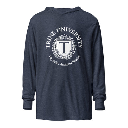 Performance | Hooded Long Sleeve T Shirt | Trine PA program | Emblem Logo