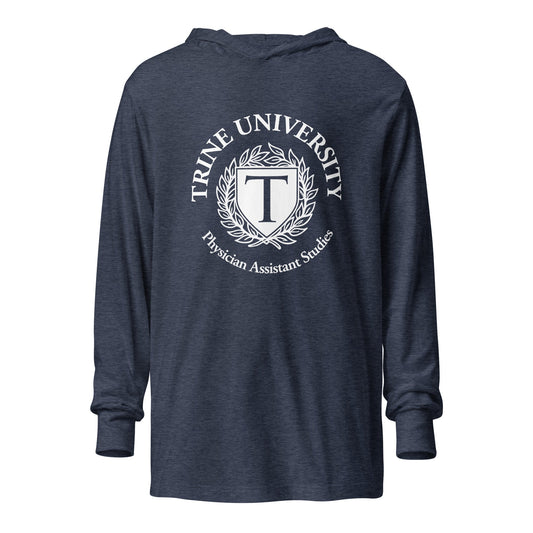 Performance | Hooded Long Sleeve T Shirt | Trine PA program | Emblem Logo