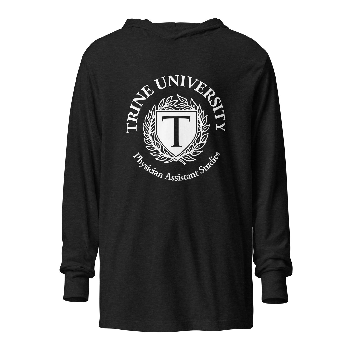 Performance | Hooded Long Sleeve T Shirt | Trine PA program | Emblem Logo