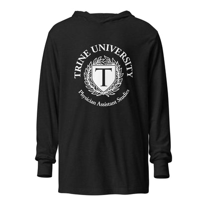 Performance | Hooded Long Sleeve T Shirt | Trine PA program | Emblem Logo
