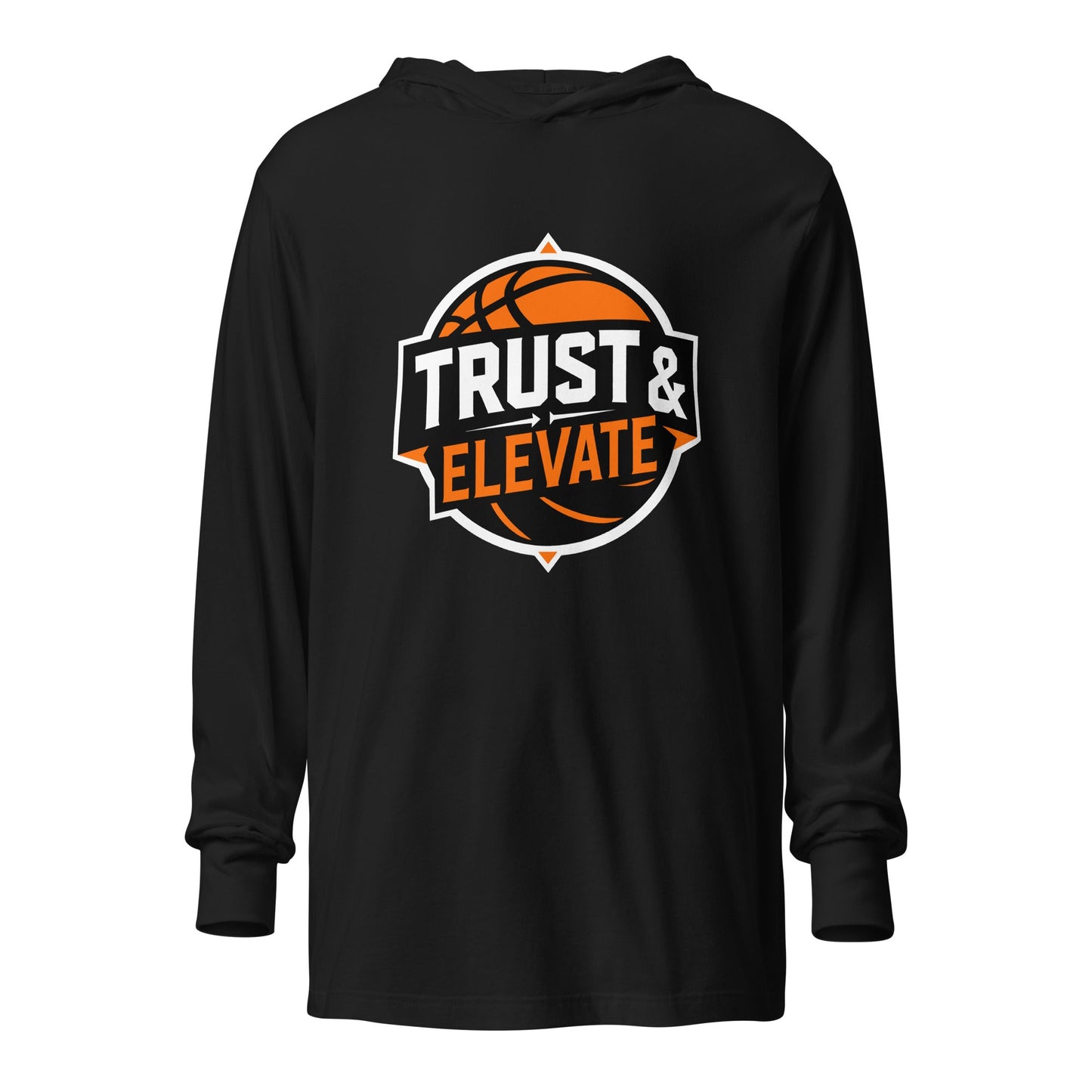 Performance | Hooded Long Sleeve T Shirt | Trust & Elevate | Athletic Logo