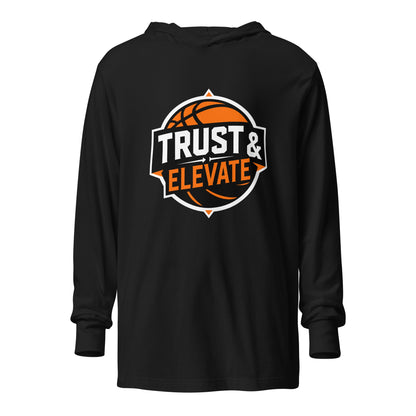 Performance | Hooded Long Sleeve T Shirt | Trust & Elevate | Athletic Logo