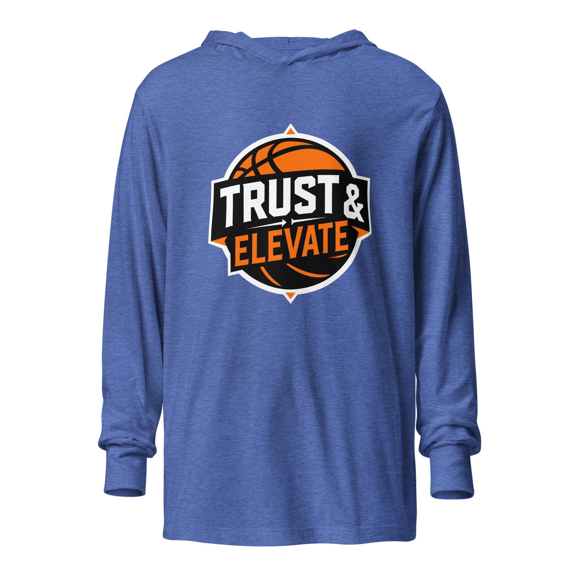Performance | Hooded Long Sleeve T Shirt | Trust & Elevate | Athletic Logo