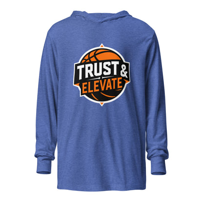Performance | Hooded Long Sleeve T Shirt | Trust & Elevate | Athletic Logo