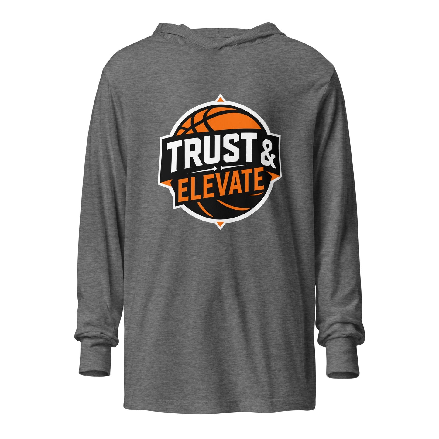 Performance | Hooded Long Sleeve T Shirt | Trust & Elevate | Athletic Logo