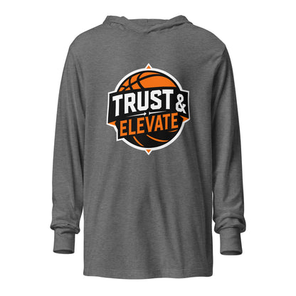 Performance | Hooded Long Sleeve T Shirt | Trust & Elevate | Athletic Logo
