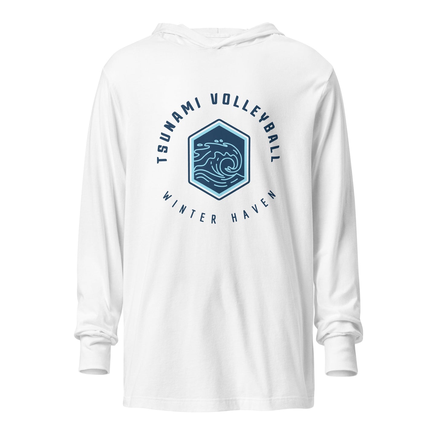Performance | Hooded Long Sleeve T Shirt | Tsunami Volleyball Club | Crest Logo