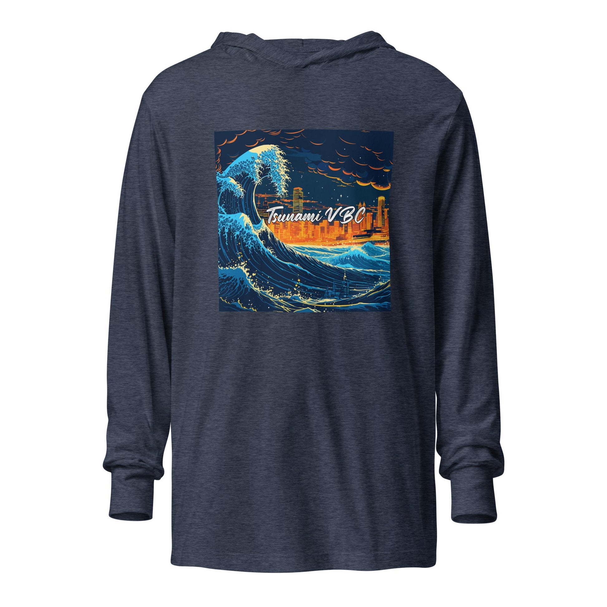 Performance | Hooded Long Sleeve T Shirt | Tsunami Volleyball Club | Glow Tide Athletics Logo