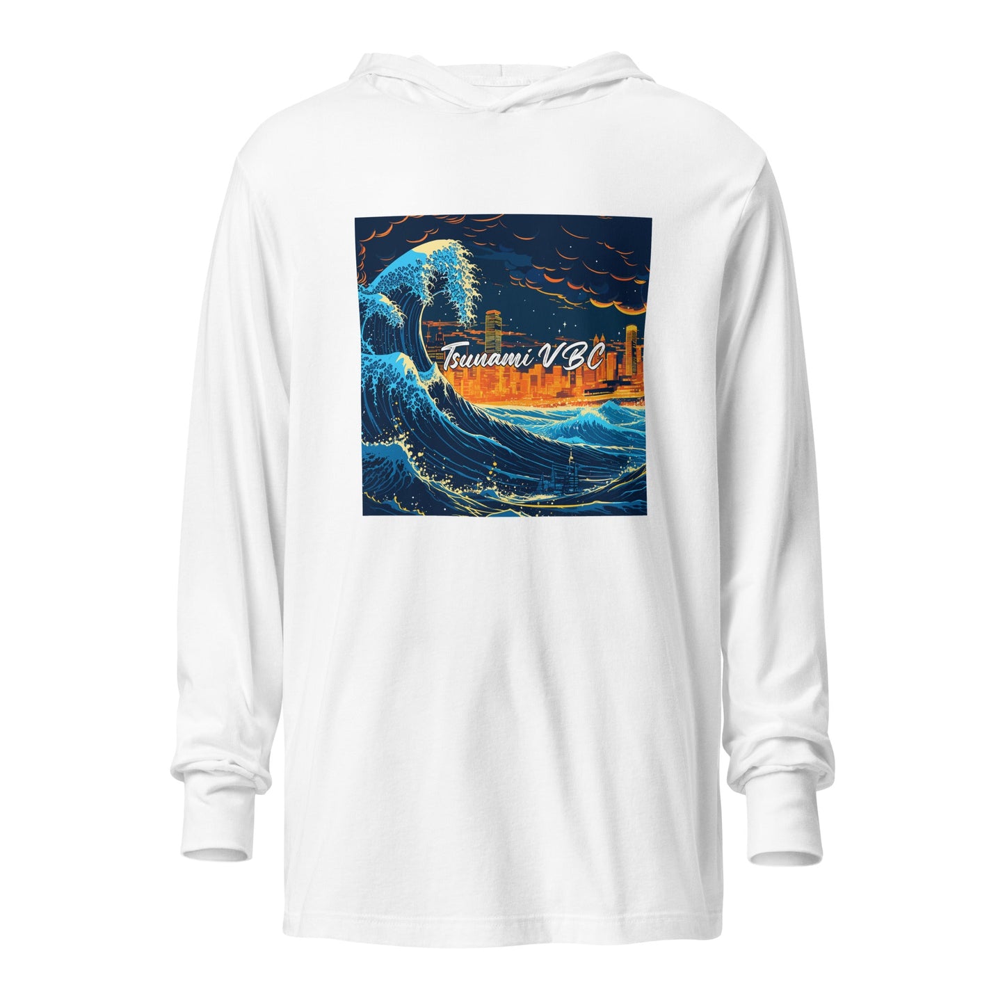 Performance | Hooded Long Sleeve T Shirt | Tsunami Volleyball Club | Glow Tide Athletics Logo