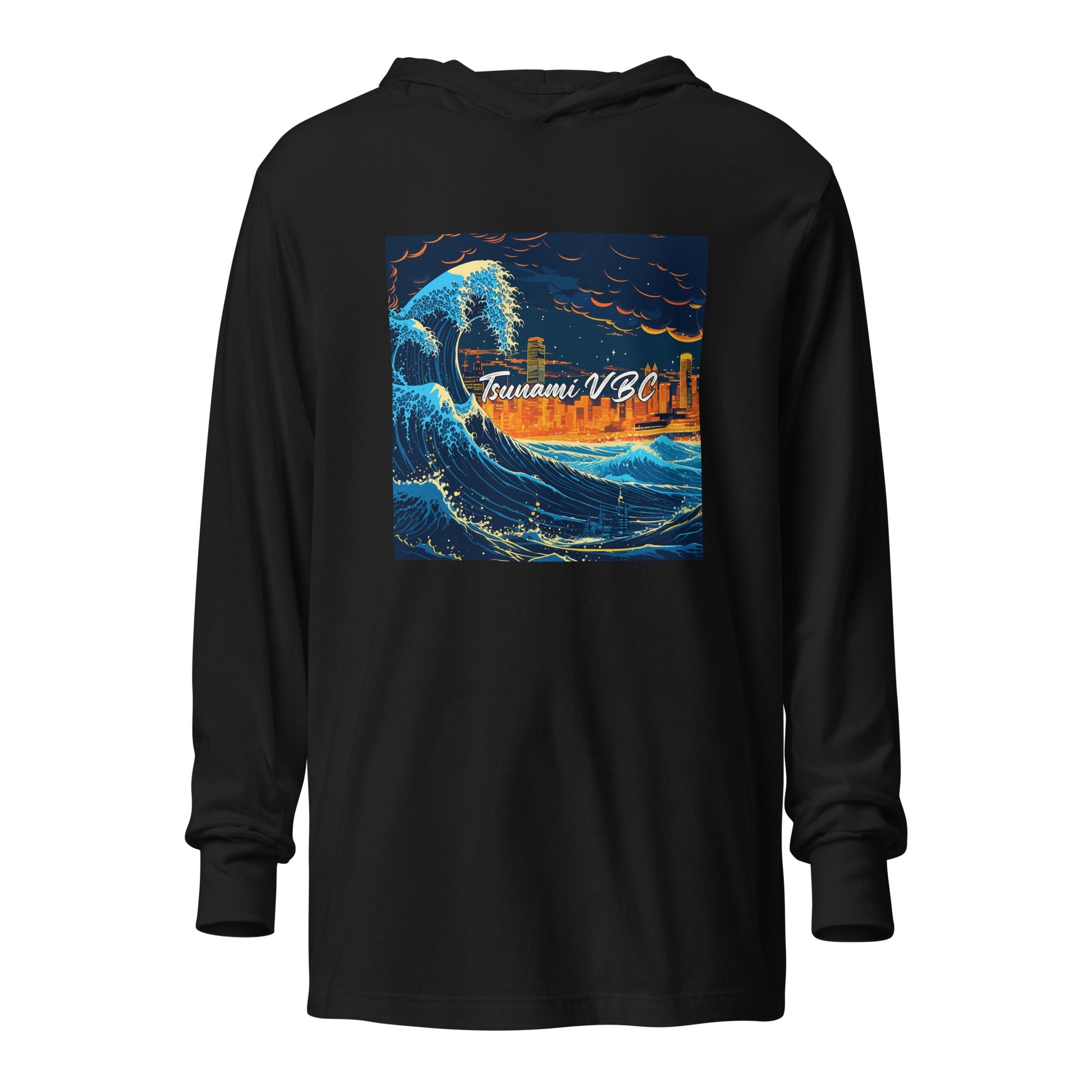 Performance | Hooded Long Sleeve T Shirt | Tsunami Volleyball Club | Glow Tide Athletics Logo