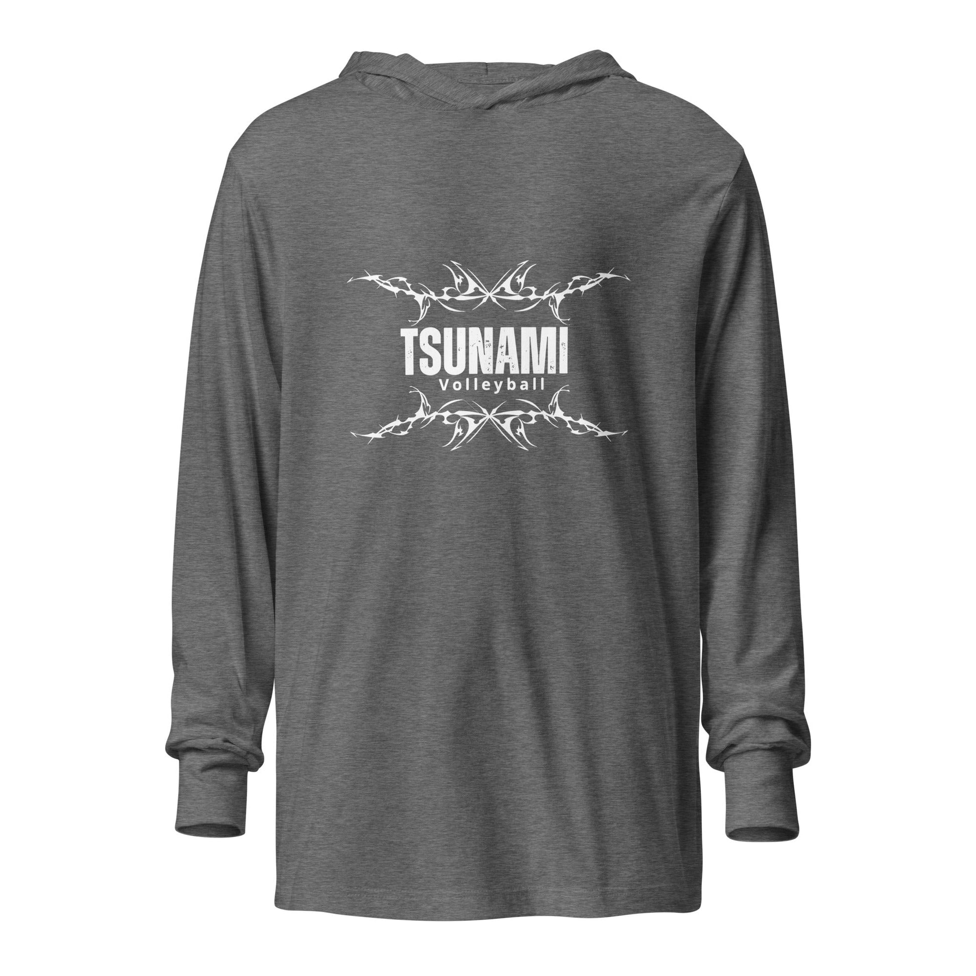 Performance | Hooded Long Sleeve T Shirt | Tsunami Volleyball Club | Modern Script Logo