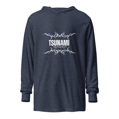 Performance | Hooded Long Sleeve T Shirt | Tsunami Volleyball Club | Modern Script Logo