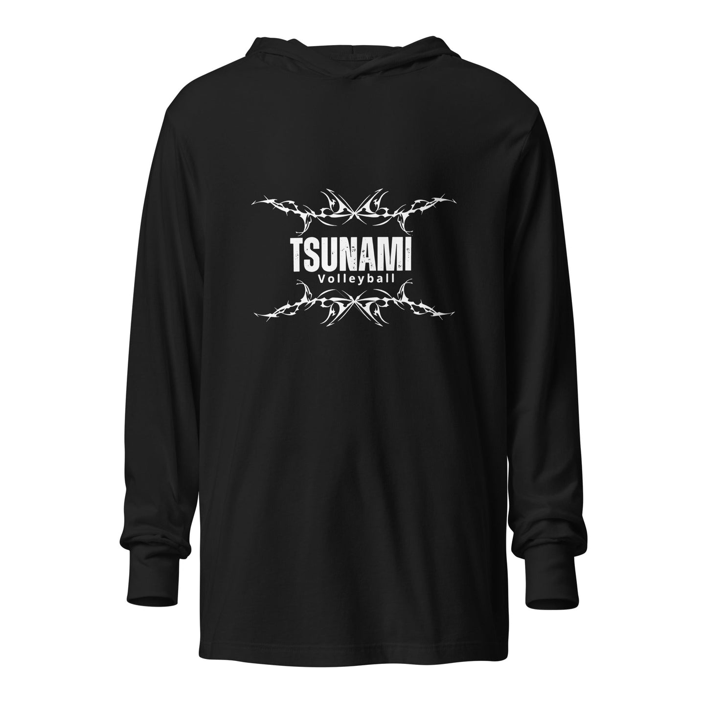 Performance | Hooded Long Sleeve T Shirt | Tsunami Volleyball Club | Modern Script Logo
