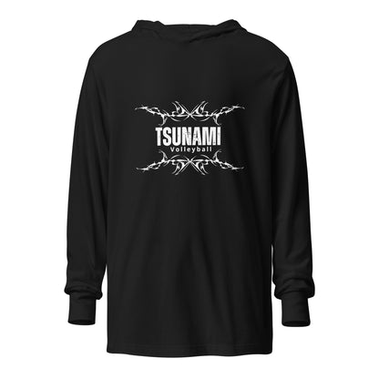 Performance | Hooded Long Sleeve T Shirt | Tsunami Volleyball Club | Modern Script Logo