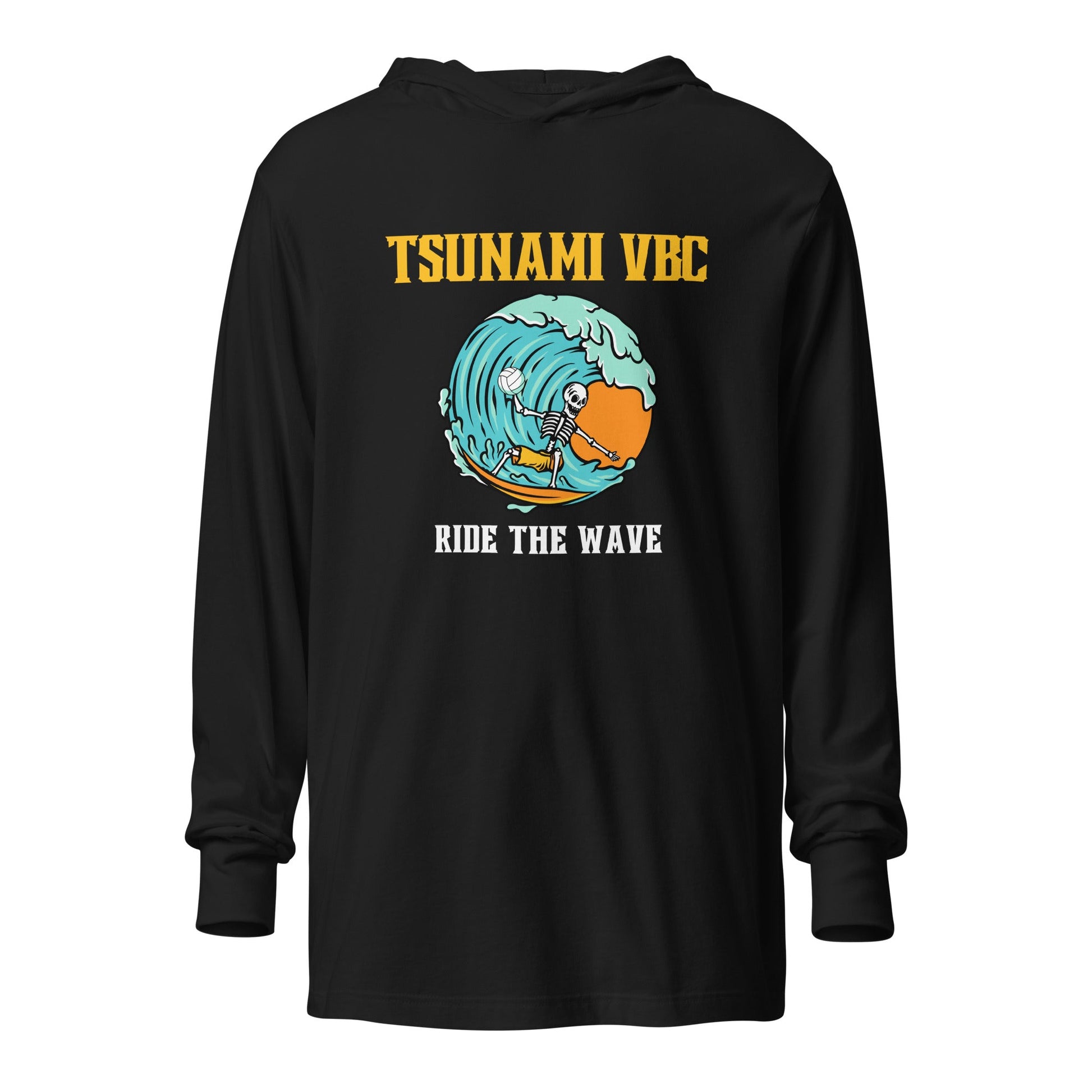 Performance | Hooded Long Sleeve T Shirt | Tsunami Volleyball Club | Surf Wave VBC Logo