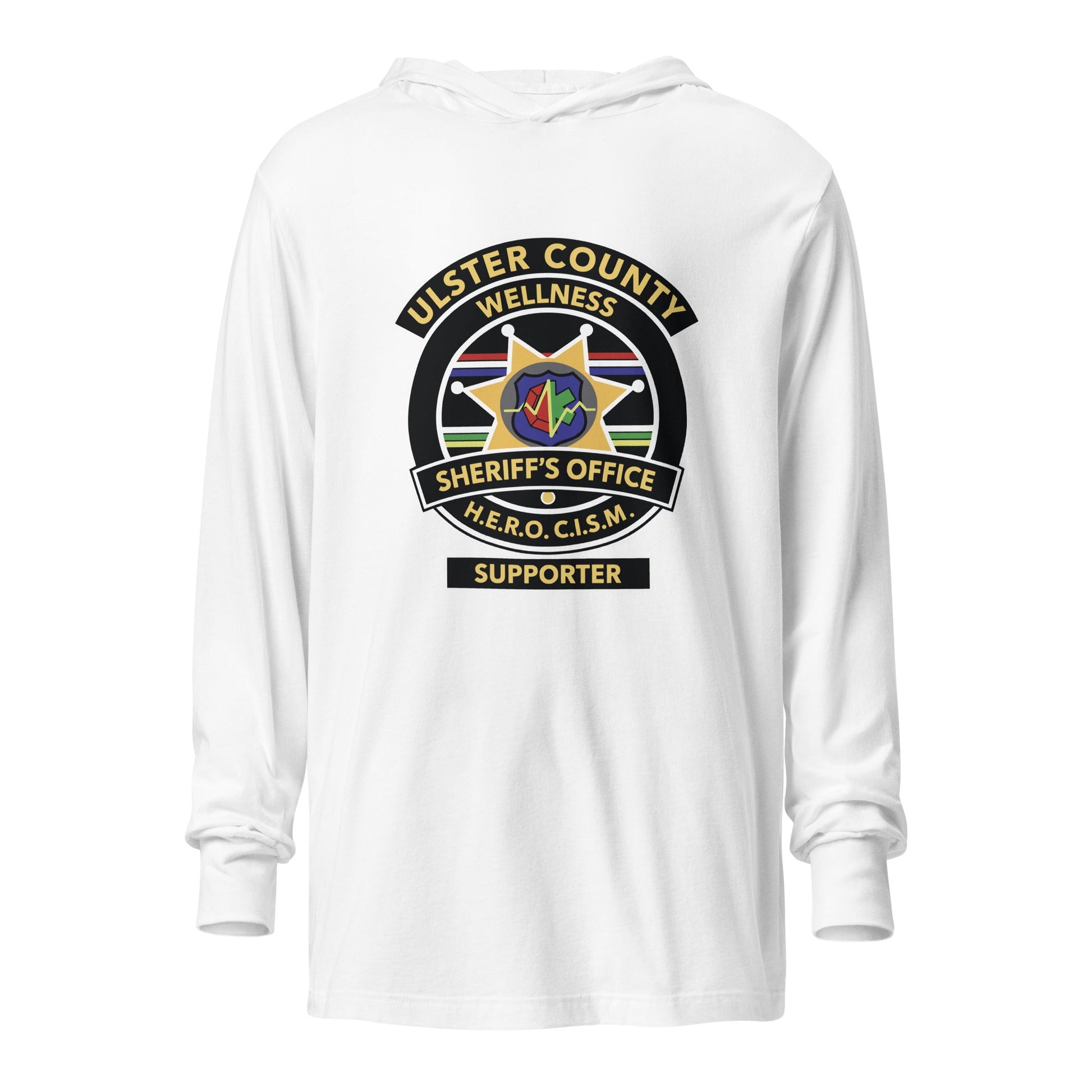 Performance | Hooded Long Sleeve T Shirt | Ulster County Sheriff's Office Wellness Division | Badge Logo