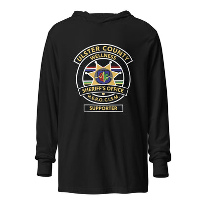 Performance | Hooded Long Sleeve T Shirt | Ulster County Sheriff's Office Wellness Division | Badge Logo