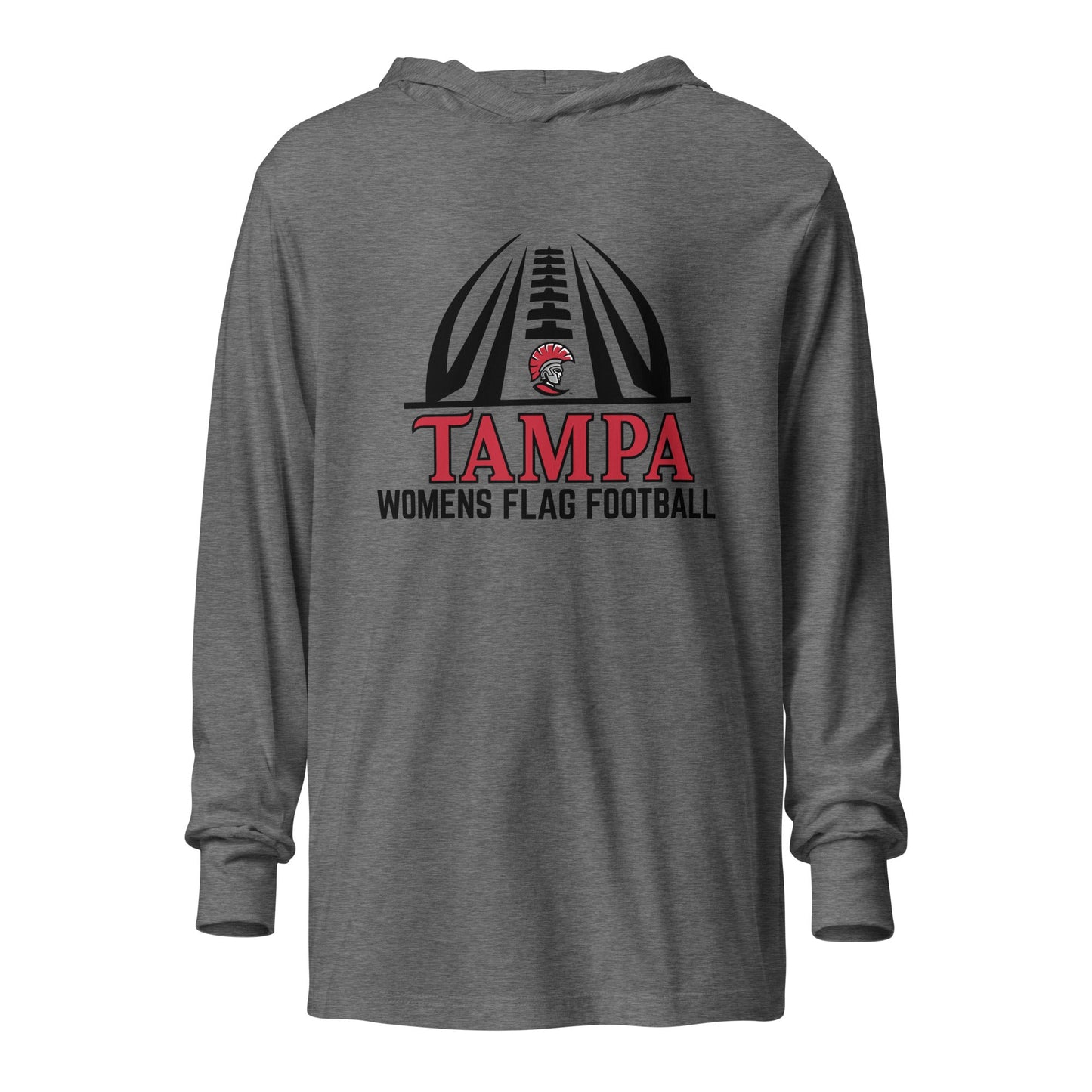 Performance | Hooded Long Sleeve T Shirt | University of Tampa Women's Flag Football | Football Logo