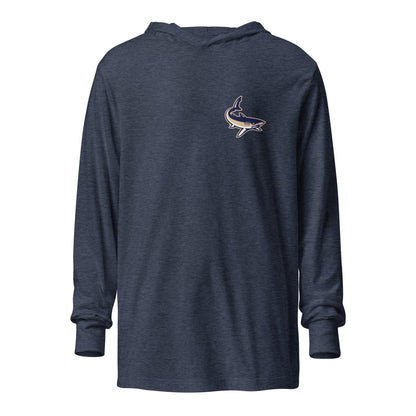 Performance | Hooded Long Sleeve T Shirt | University South Carolina Beaufort Track & Field | Shark Logo