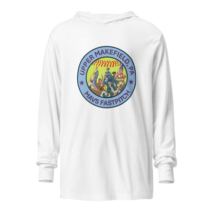 Performance | Hooded Long Sleeve T Shirt | Upper Makefield Mavs Fastpitch | Crossing Badge Logo