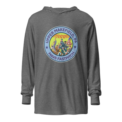 Performance | Hooded Long Sleeve T Shirt | Upper Makefield Mavs Fastpitch | Crossing Badge Logo