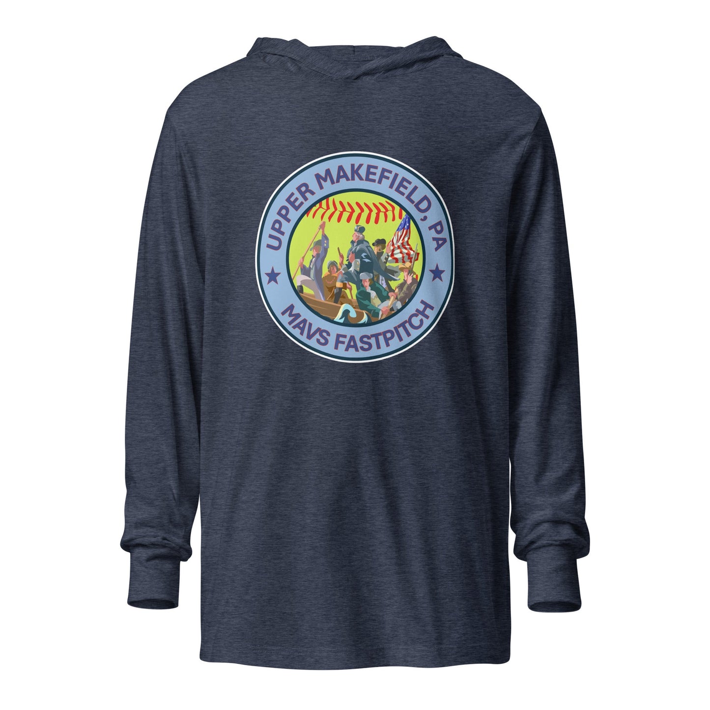 Performance | Hooded Long Sleeve T Shirt | Upper Makefield Mavs Fastpitch | Crossing Badge Logo