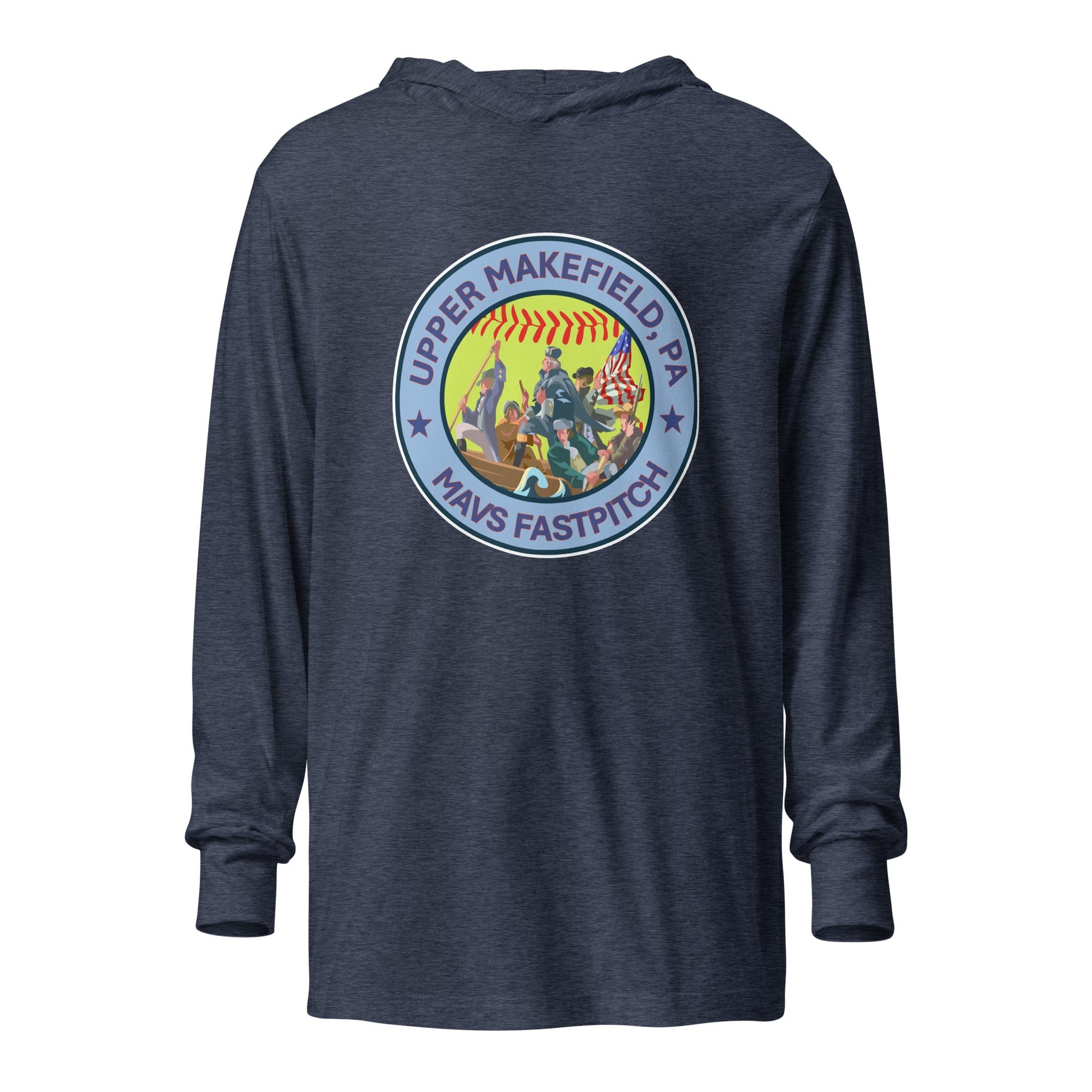 Performance | Hooded Long Sleeve T Shirt | Upper Makefield Mavs Fastpitch | Crossing Badge Logo
