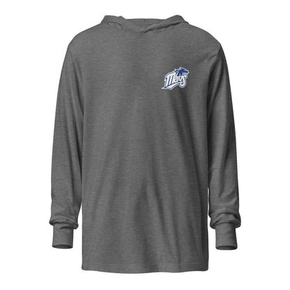 Performance | Hooded Long Sleeve T Shirt | Upper Makefield Youth Baseball & Softball League | Blue Mavs Logo